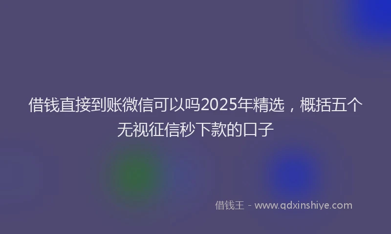 借钱直接到账微信可以吗2025年精选，概括五个无视征信秒下款的口子