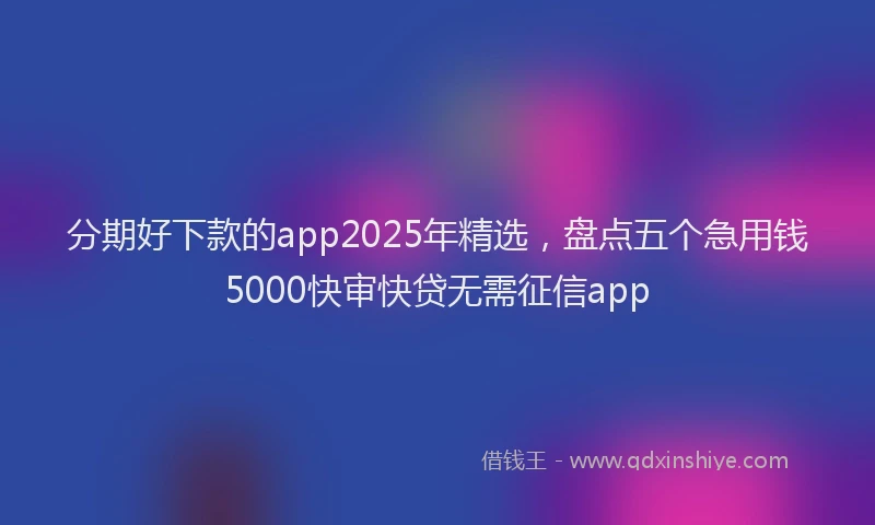 分期好下款的app2025年精选，盘点五个急用钱5000快审快贷无需征信app