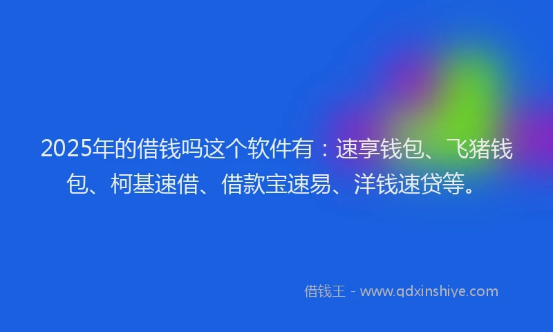2025年的借钱吗这个软件有：速享钱包、飞猪钱包、柯基速借、借款宝速易、洋钱速贷等。