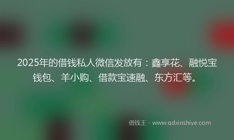 2025年的借钱私人微信发放有：鑫享花、融悦宝钱包、羊小购、借款宝速融、东方汇等。