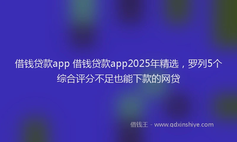 借钱贷款app 借钱贷款app2025年精选，罗列5个综合评分不足也能下款的网贷