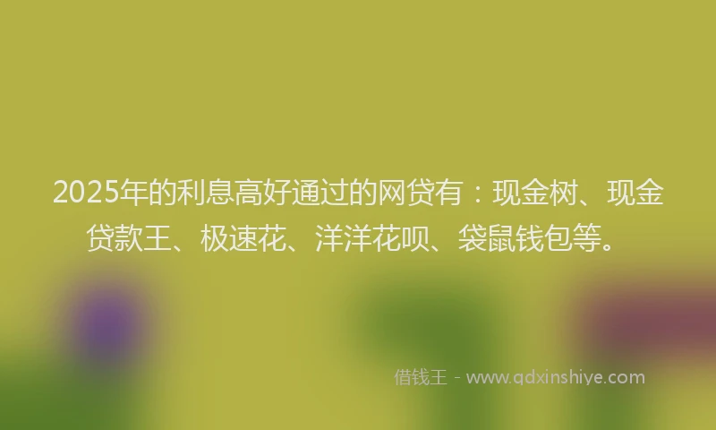 2025年的利息高好通过的网贷有：现金树、现金贷款王、极速花、洋洋花呗、袋鼠钱包等。