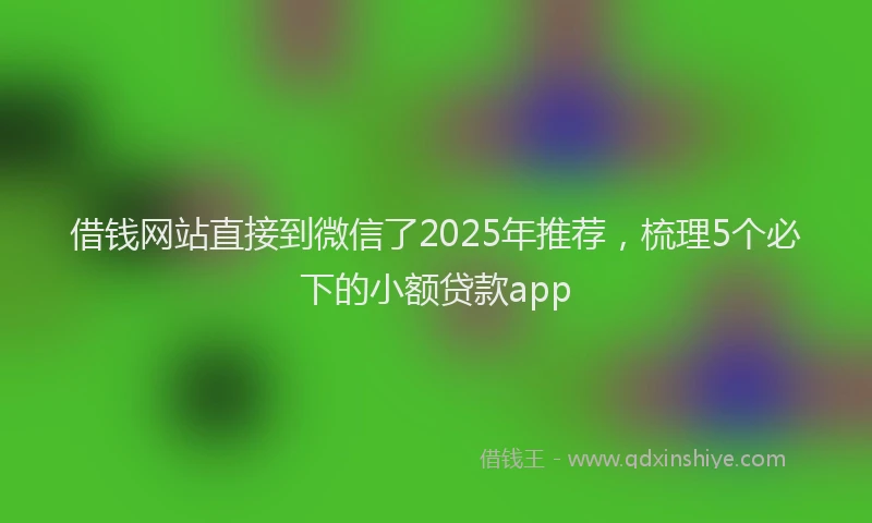 借钱网站直接到微信了2025年推荐，梳理5个必下的小额贷款app