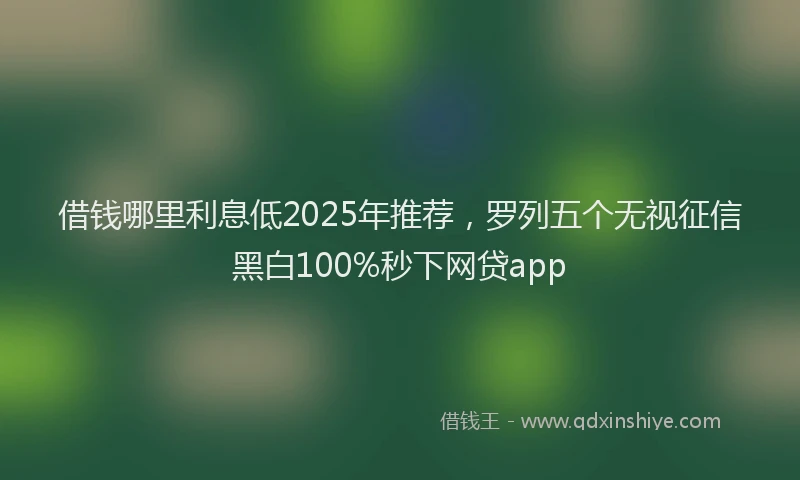 借钱哪里利息低2025年推荐，罗列五个无视征信黑白100%秒下网贷app