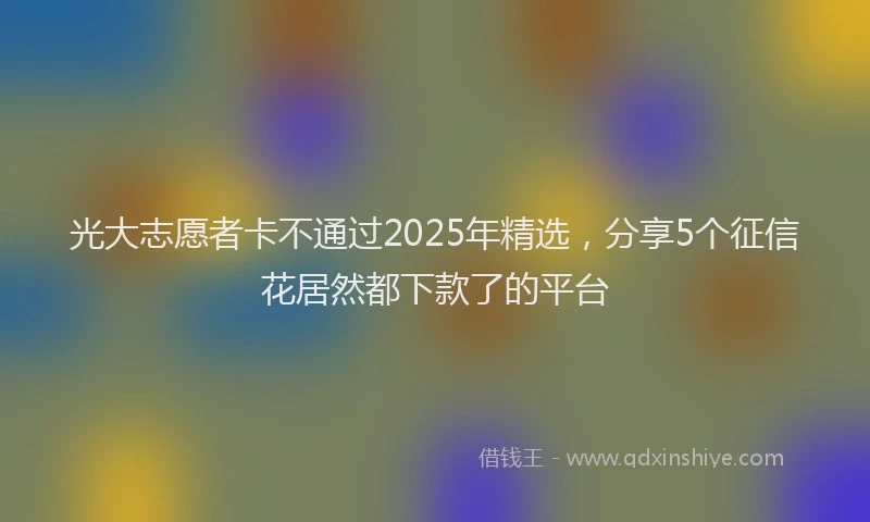 光大志愿者卡不通过2025年精选，分享5个征信花居然都下款了的平台