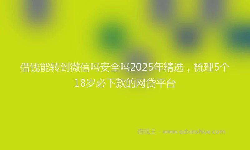 借钱能转到微信吗安全吗2025年精选，梳理5个18岁必下款的网贷平台