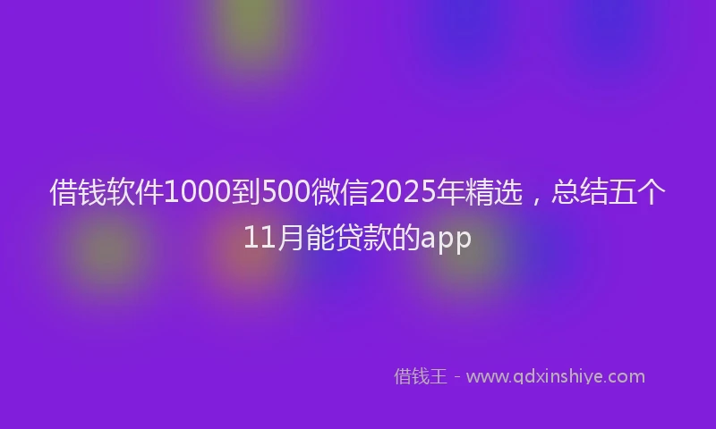 借钱软件1000到500微信2025年精选，总结五个11月能贷款的app