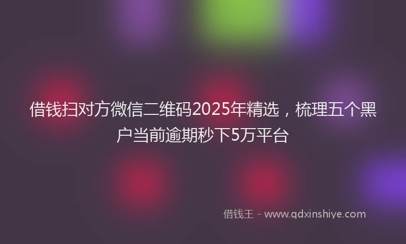 借钱扫对方微信二维码2025年精选，梳理五个黑户当前逾期秒下5万平台