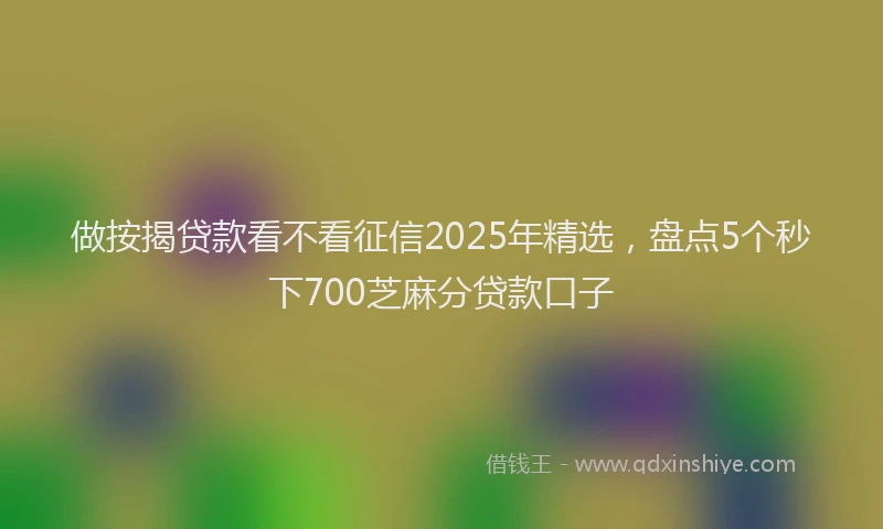做按揭贷款看不看征信2025年精选，盘点5个秒下700芝麻分贷款口子