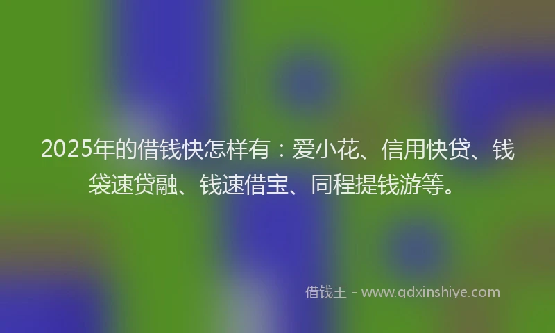 2025年的借钱快怎样有：爱小花、信用快贷、钱袋速贷融、钱速借宝、同程提钱游等。