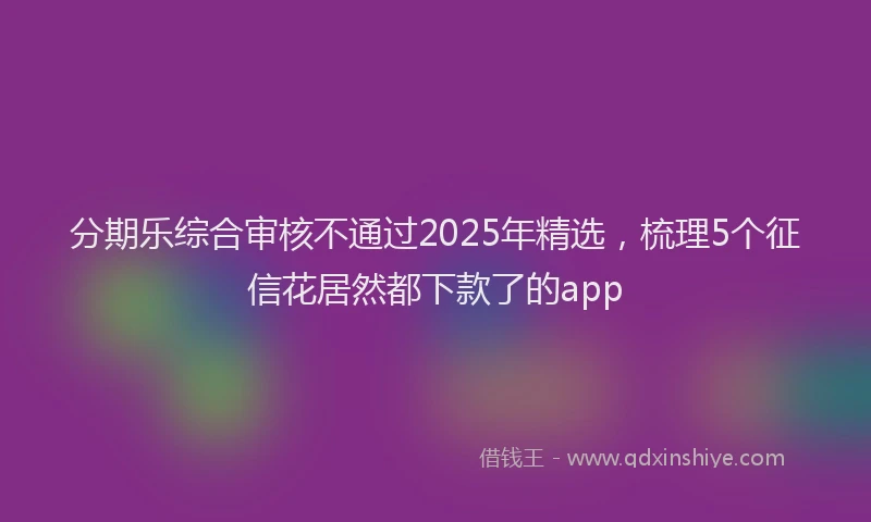 分期乐综合审核不通过2025年精选，梳理5个征信花居然都下款了的app