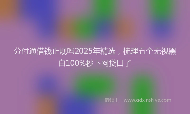 分付通借钱正规吗2025年精选，梳理五个无视黑白100%秒下网贷口子
