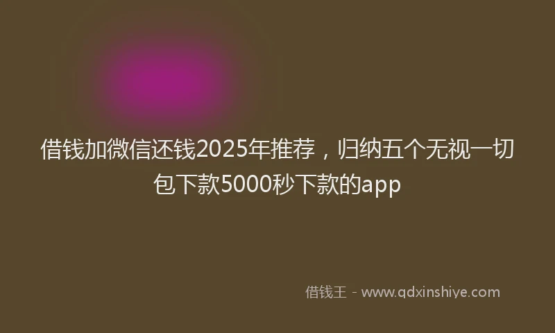 借钱加微信还钱2025年推荐，归纳五个无视一切包下款5000秒下款的app