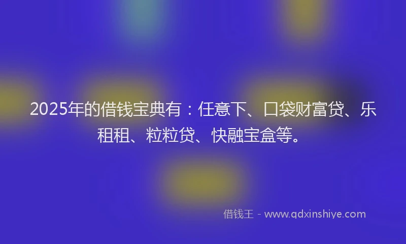 2025年的借钱宝典有：任意下、口袋财富贷、乐租租、粒粒贷、快融宝盒等。