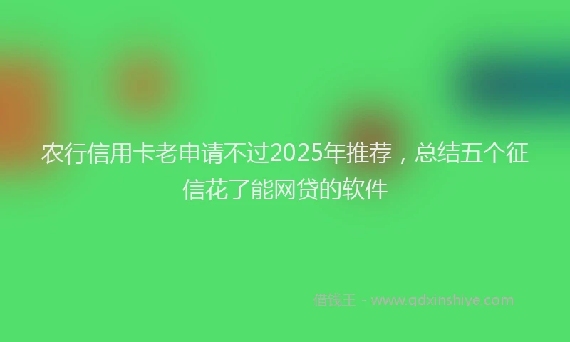 农行信用卡老申请不过2025年推荐，总结五个征信花了能网贷的软件