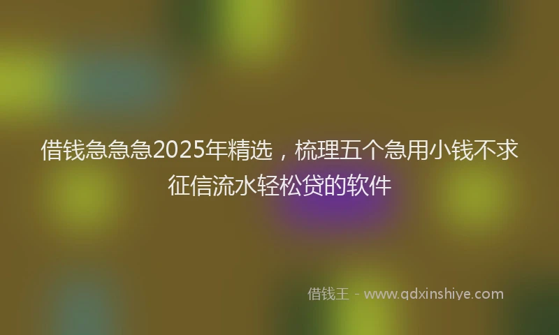 借钱急急急2025年精选，梳理五个急用小钱不求征信流水轻松贷的软件