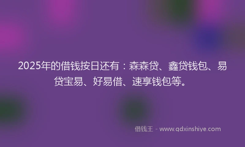 2025年的借钱按日还有：森森贷、鑫贷钱包、易贷宝易、好易借、速享钱包等。
