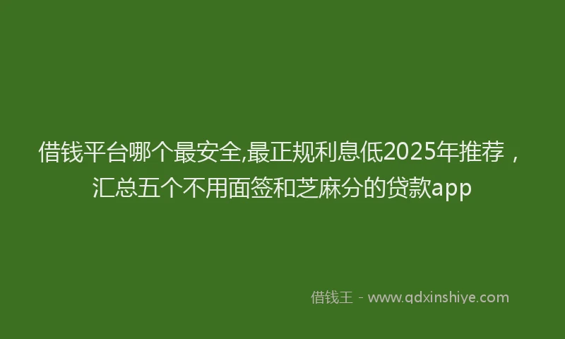 借钱平台哪个最安全,最正规利息低2025年推荐，汇总五个不用面签和芝麻分的贷款app