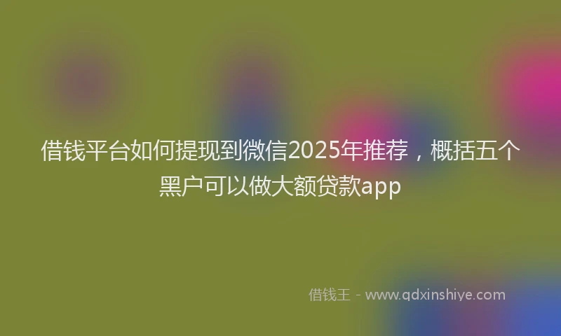 借钱平台如何提现到微信2025年推荐，概括五个黑户可以做大额贷款app