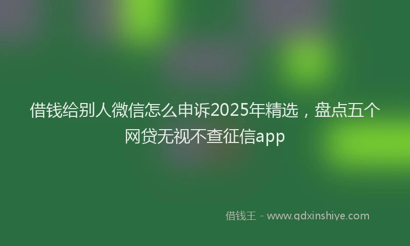 借钱给别人微信怎么申诉2025年精选，盘点五个网贷无视不查征信app