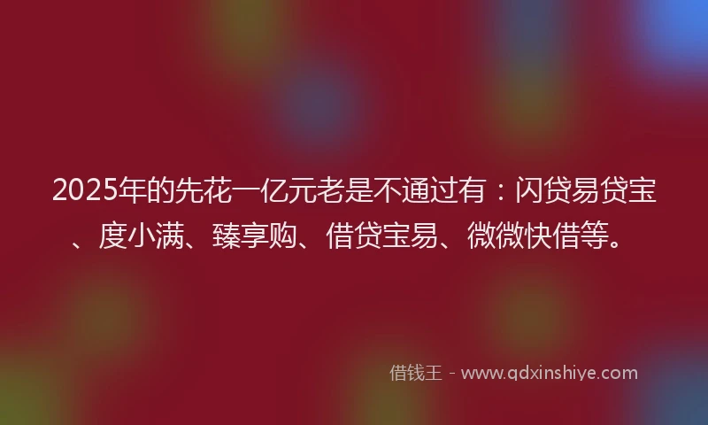 2025年的先花一亿元老是不通过有：闪贷易贷宝、度小满、臻享购、借贷宝易、微微快借等。