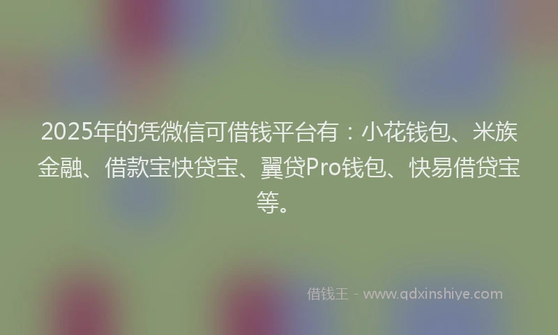 2025年的凭微信可借钱平台有：小花钱包、米族金融、借款宝快贷宝、翼贷Pro钱包、快易借贷宝等。