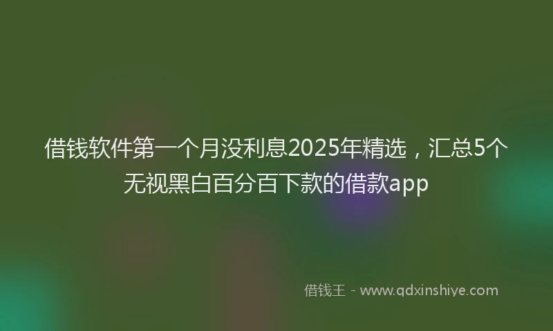 借钱软件第一个月没利息2025年精选，汇总5个无视黑白百分百下款的借款app