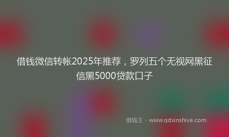 借钱微信转帐2025年推荐，罗列五个无视网黑征信黑5000贷款口子