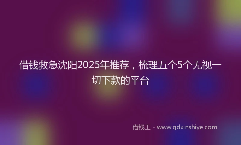 借钱救急沈阳2025年推荐，梳理五个5个无视一切下款的平台