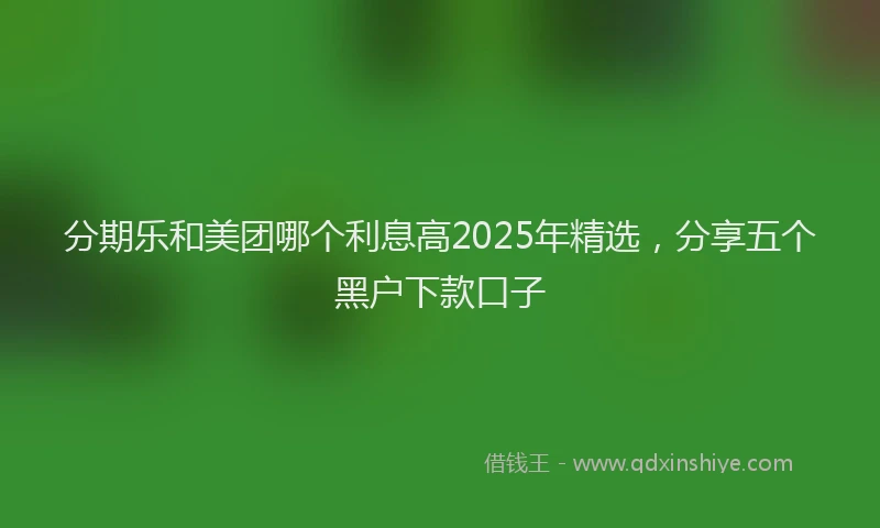 分期乐和美团哪个利息高2025年精选，分享五个黑户下款口子