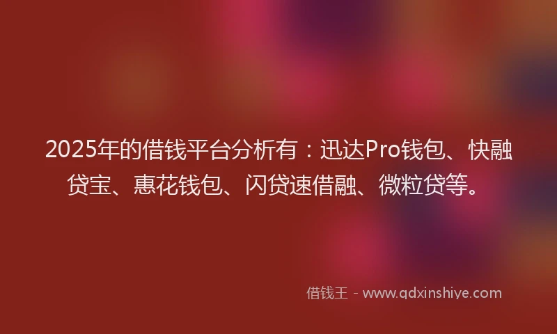 2025年的借钱平台分析有：迅达Pro钱包、快融贷宝、惠花钱包、闪贷速借融、微粒贷等。