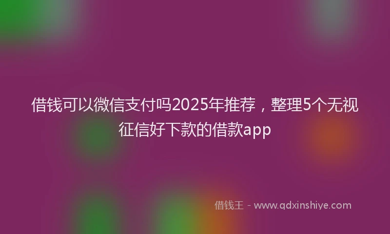 借钱可以微信支付吗2025年推荐，整理5个无视征信好下款的借款app