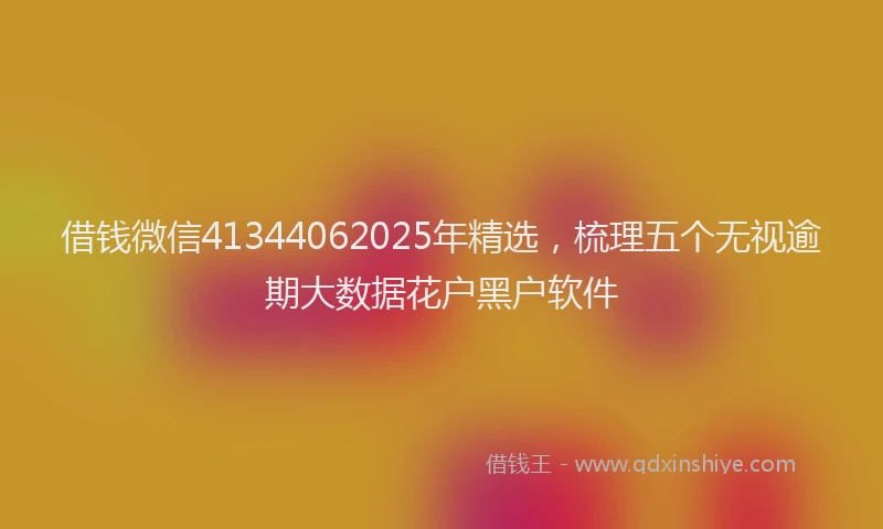 借钱微信41344062025年精选，梳理五个无视逾期大数据花户黑户软件