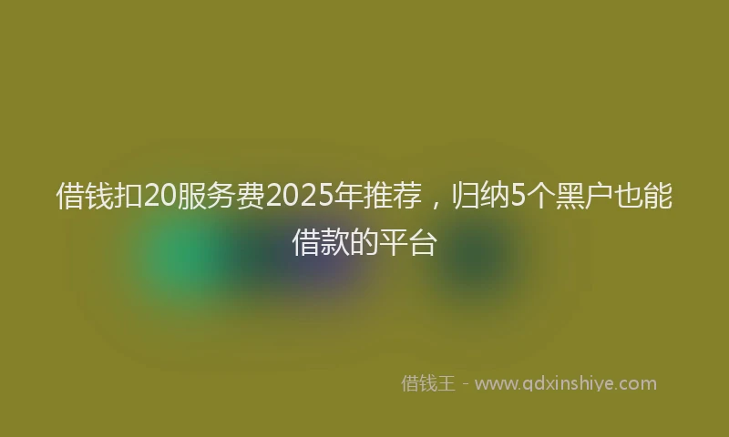 借钱扣20服务费2025年推荐，归纳5个黑户也能借款的平台