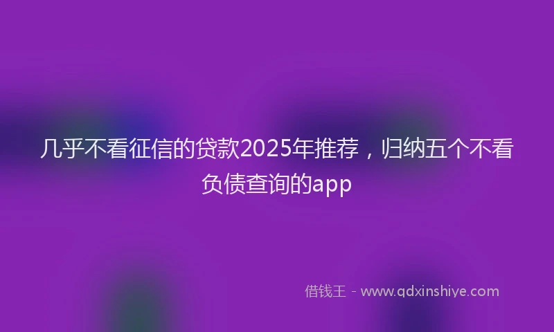 几乎不看征信的贷款2025年推荐，归纳五个不看负债查询的app