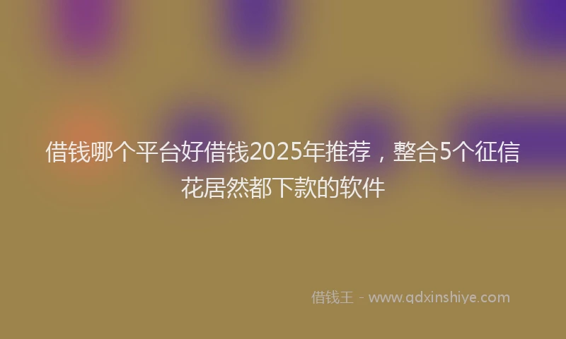 借钱哪个平台好借钱2025年推荐，整合5个征信花居然都下款的软件