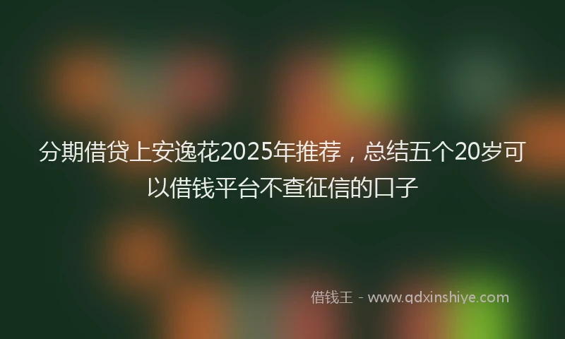 分期借贷上安逸花2025年推荐，总结五个20岁可以借钱平台不查征信的口子
