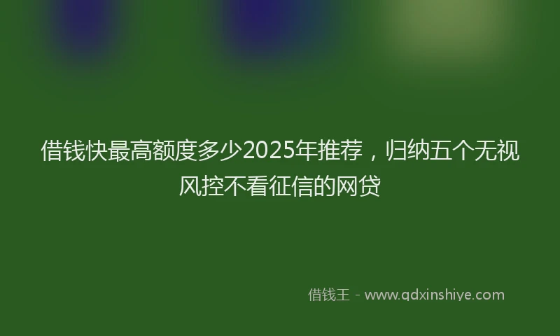 借钱快最高额度多少2025年推荐，归纳五个无视风控不看征信的网贷