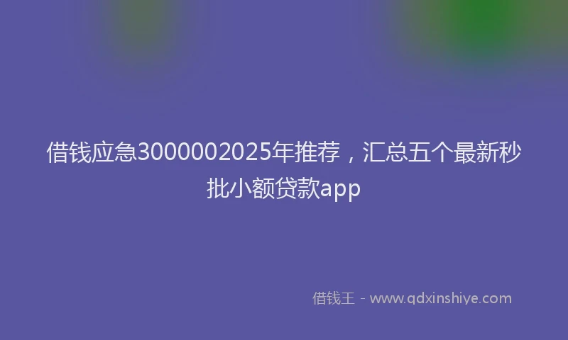 借钱应急3000002025年推荐，汇总五个最新秒批小额贷款app