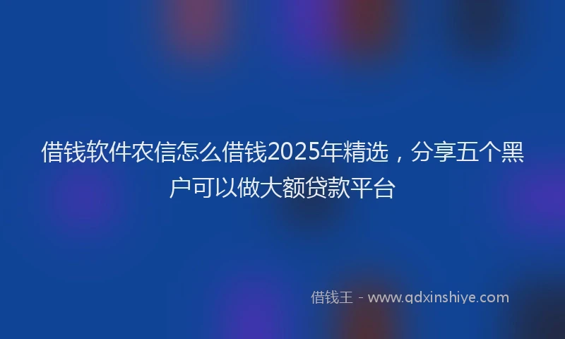 借钱软件农信怎么借钱2025年精选，分享五个黑户可以做大额贷款平台