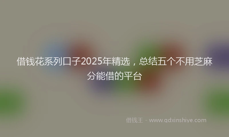 借钱花系列口子2025年精选，总结五个不用芝麻分能借的平台