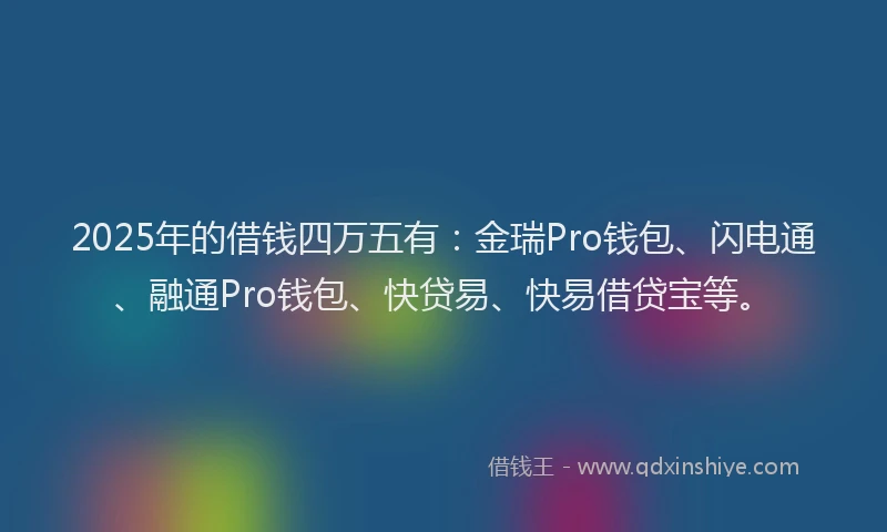 2025年的借钱四万五有：金瑞Pro钱包、闪电通、融通Pro钱包、快贷易、快易借贷宝等。