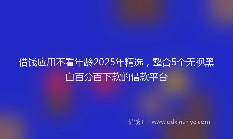 借钱应用不看年龄2025年精选，整合5个无视黑白百分百下款的借款平台