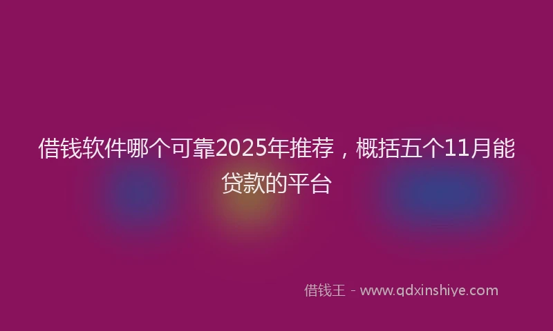 借钱软件哪个可靠2025年推荐，概括五个11月能贷款的平台