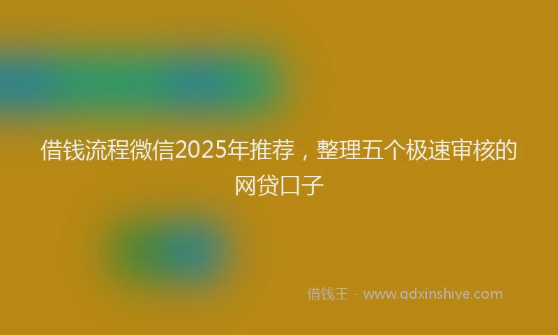 借钱流程微信2025年推荐，整理五个极速审核的网贷口子