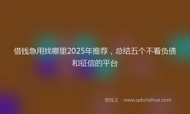 借钱急用找哪里2025年推荐，总结五个不看负债和征信的平台
