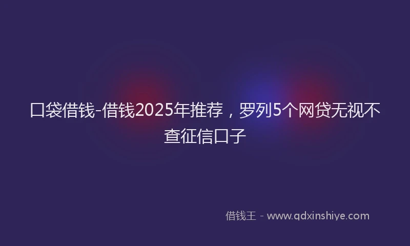 口袋借钱-借钱2025年推荐，罗列5个网贷无视不查征信口子