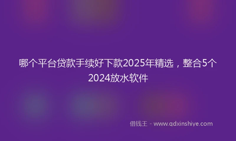 哪个平台贷款手续好下款2025年精选，整合5个2024放水软件