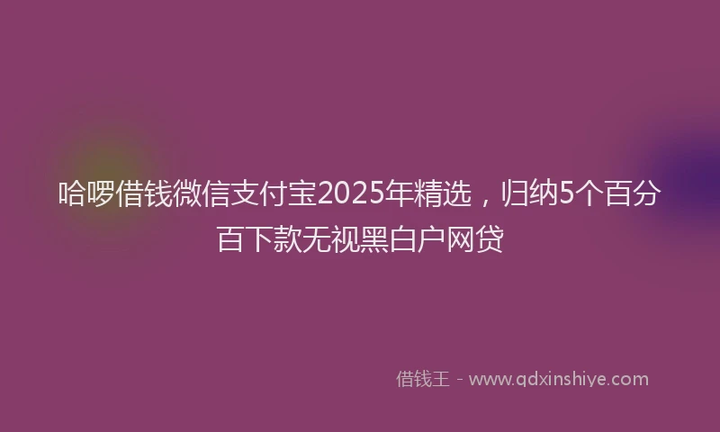 哈啰借钱微信支付宝2025年精选，归纳5个百分百下款无视黑白户网贷