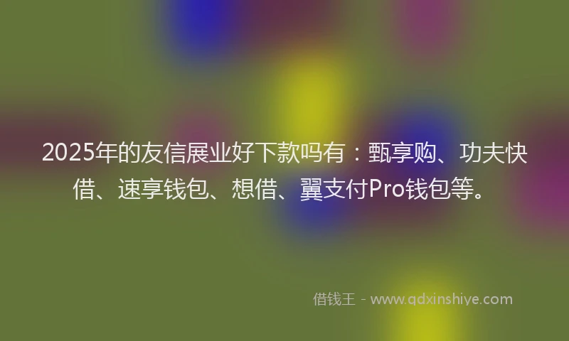 2025年的友信展业好下款吗有：甄享购、功夫快借、速享钱包、想借、翼支付Pro钱包等。